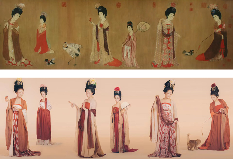 Unveiling Tang Dynasty Fashion Through Court Ladies Adorning Their Hair with Flowers